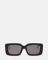 ASHLIN Black/White Frame Rectangle Grey Lens Sunglasses | Steve Madden