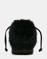 ARLA Black Faux Fur Charms Crossbody Pouch Handbag | Steve Madden