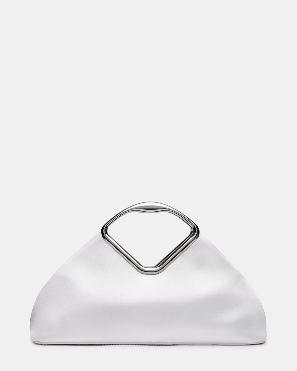 BARBARA Bag White Soft Satin Metal Bracelet Crossbody Clutch Handbag | Steve Madden