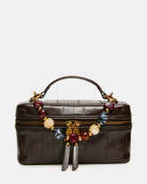 HERRA Brown Eel Beaded Top Handle Vanity Case Crossbody Handbag | Steve Madden
