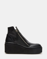 DRIFT Black Leather Platform Moto Women's Ankle Boot | Steve Madden