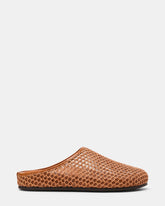 FERN Tan Raffia Mesh Mule Slip-On Round-Toe Women's Flat | Steve Madden