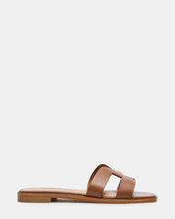 HADYN2.0 Cognac Leather Slide Square-Toe Mule Women's Sandal | Steve Madden