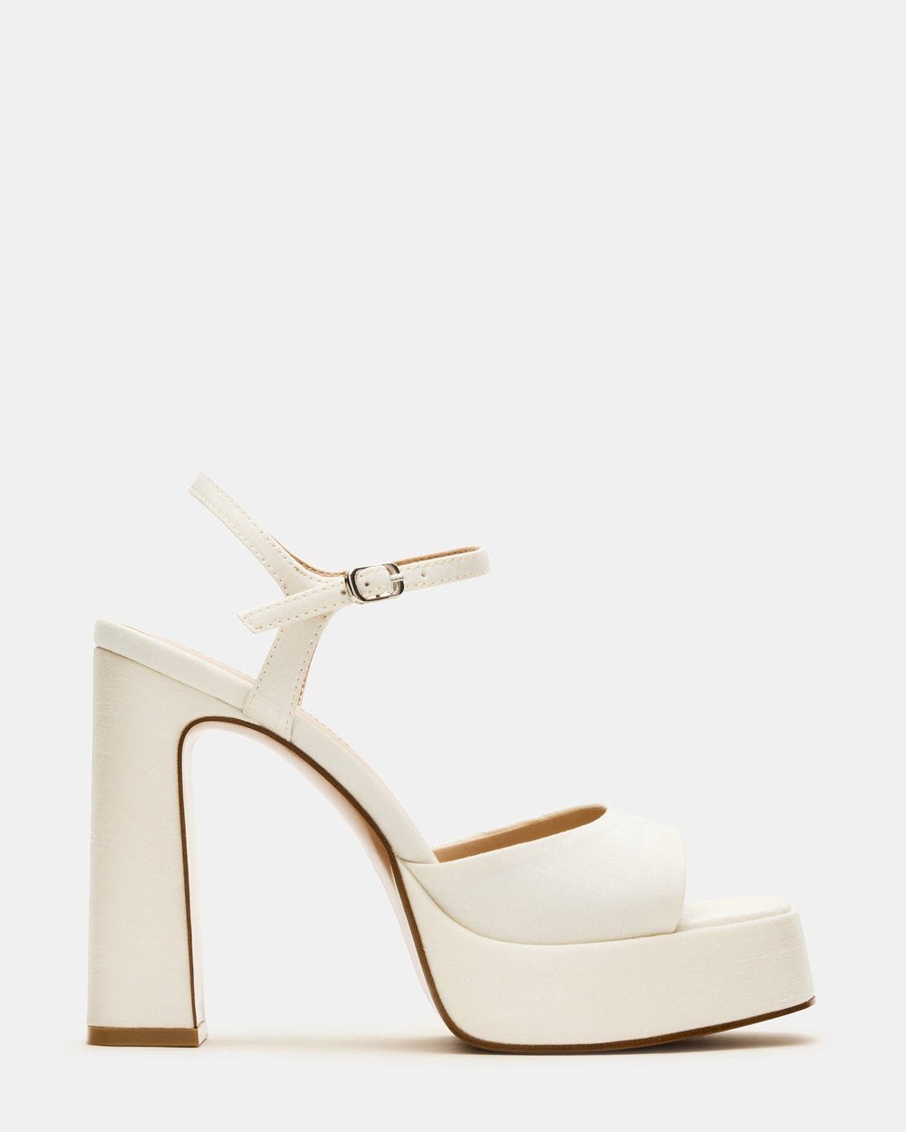 LIANDRA Ivory Satin Women's Platform Square-Toe Strappy Heel | Steve Madden