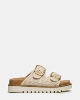 SHELLBY Cream Woven Footbed Slide Platform Women's Sandal | Steve Madden