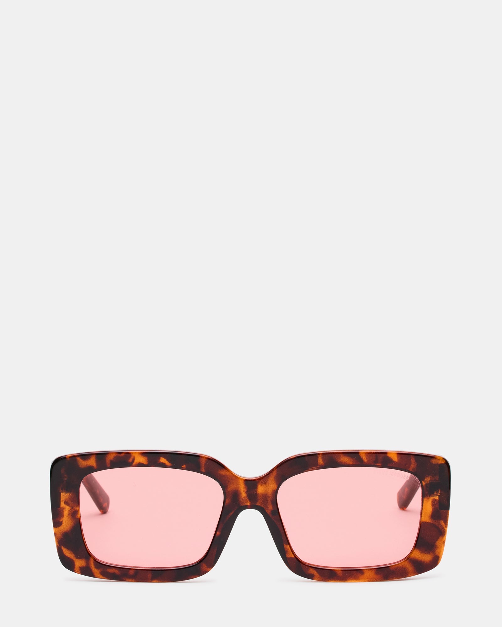 ASHLIN Tortoise Frame Rectangle Pink Lens Sunglasses | Steve Madden
