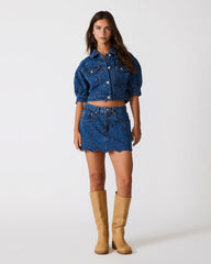 DELILAH Blue Depths Eyelet Denim Set Women's Skort | Steve Madden