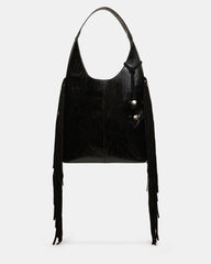AUTUMN Fringe Bag Black Slouchy Hobo Suede Tote Handbag | Steve Madden