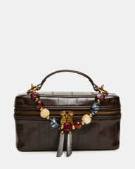 HERRA Brown Eel Beaded Top Handle Vanity Case Crossbody Handbag | Steve Madden