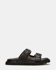 LUXOR Dark Brown Slide Footbed Men's Sandal | Steve Madden