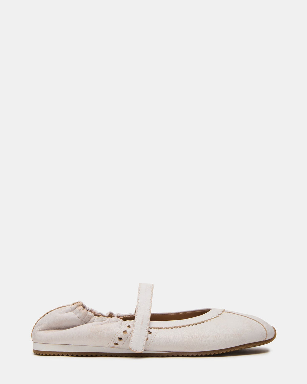 ANAYA White Distressed Mary Jane Ballet Women's Flat | Steve Madden