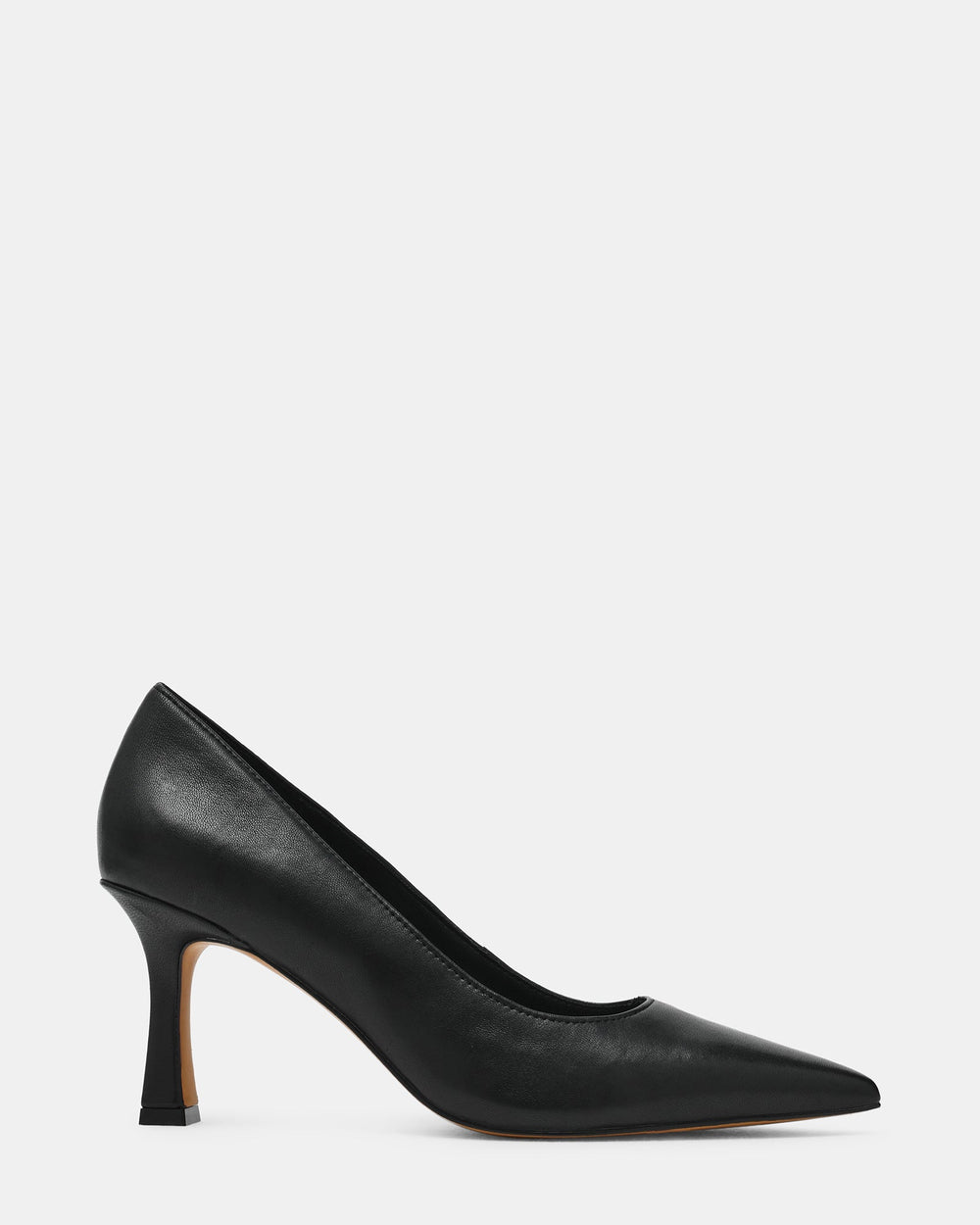 DELLA Black Leather Pointed-Toe Pump Women's Heel | Steve Madden