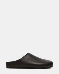 FERN Black Leather Mule Slip-On Round-Toe Women's Flat | Steve Madden